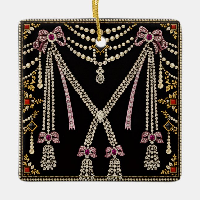 Ornamento De Cerâmica Marie Antoinette French Inspired Design Bejewelled (Frente)