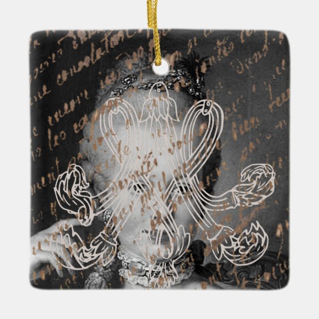 Ornamento De Cerâmica Marie Antoinette – Monogramm – Royal Monogram (Frente)