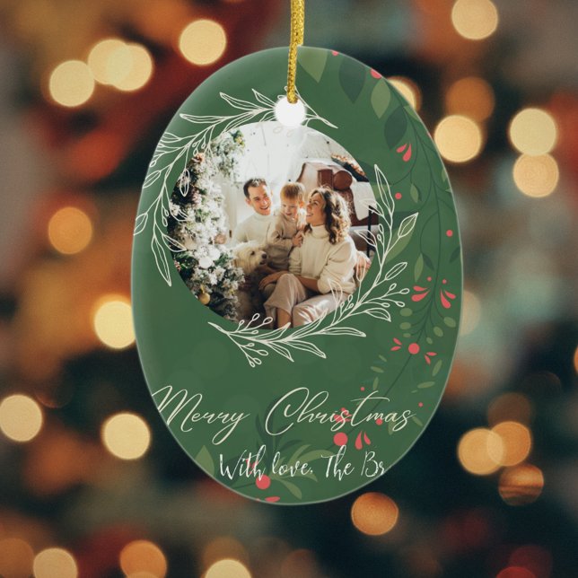 Ornamento De Cerâmica Marinho de Fotografia de Natal Holly Botanical (Criador carregado)