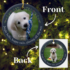 Ornamento De Cerâmica Marinho Jingle Bells Pet Dog Natal