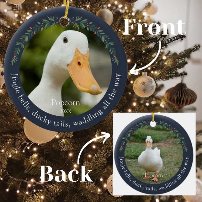 Ornamento De Cerâmica Marinho Jingle Bells Pet Duck Natal (Criador carregado)