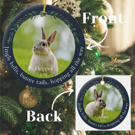 Ornamento De Cerâmica Marinho Pet Rabbit Bunny Foto de Natal