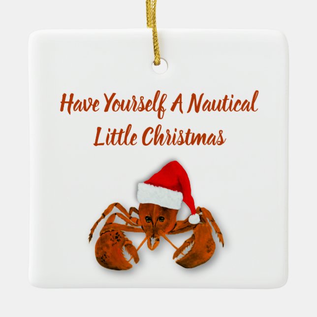 Ornamento De Cerâmica Maritime Santa Lobster (Frente)