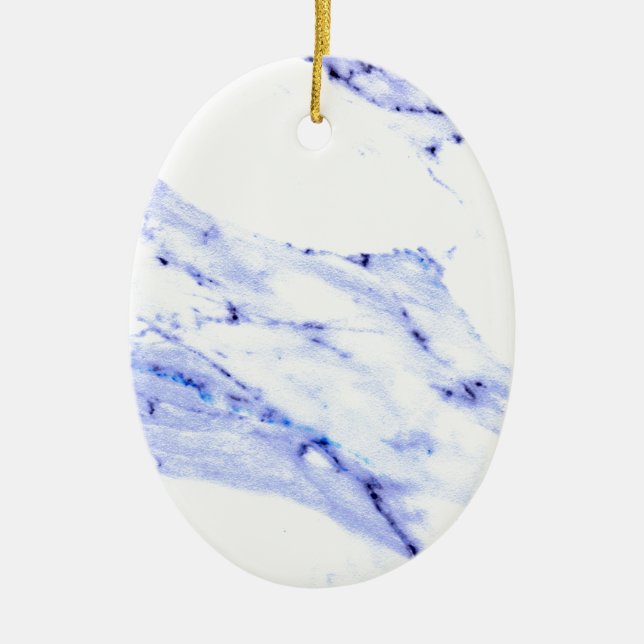 Ornamento De Cerâmica Mármore Azul e Branco (Frente)