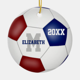 Ornamento De Cerâmica Maroon Blue Team Color mantém o futebol