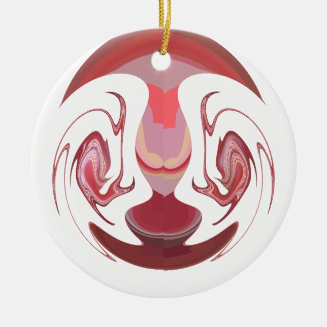 Ornamento De Cerâmica Maroon Majestade: Radiância Russa Texturizada Afri (Frente)