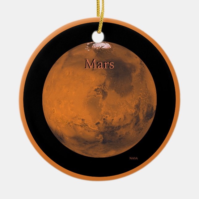 Ornamento De Cerâmica Mars Globe pela NASA (Frente)