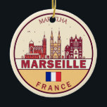 Ornamento De Cerâmica Marselha França City Skyline Emblem<br><div class="desc">Design de arte colorida e minimalista de Marselha,  com monumentos e marcos da cidade na França.</div>