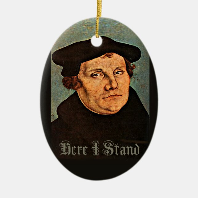 Ornamento De Cerâmica Martin Luther aqui que eu estou (Frente)