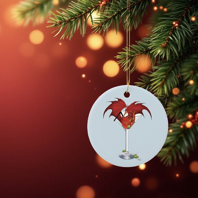 Ornamento De Cerâmica Martini Fantasy Red Dragon (Criador carregado)