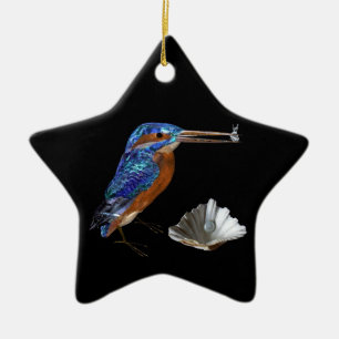 ORNAMENTO DE CERÂMICA MARTINS-PESCADORES ,CONCHAS AZUIS SAPPHIRE STAR MO