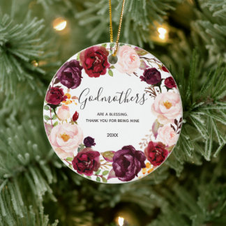 Ornamento De Cerâmica Masala Floral Godparent Proposta de Godchild