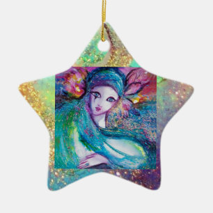 Ornamento De Cerâmica MÁSCARA EM AZUL/Máscaras Mascarada Venezianas