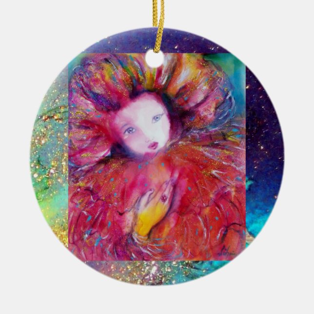 Ornamento De Cerâmica MÁSCARA EM VERMELHO, Monograma (Frente)