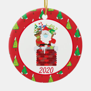 Ornamento De Cerâmica Máscara Facial de Natal Papai Noel Fofo 2020