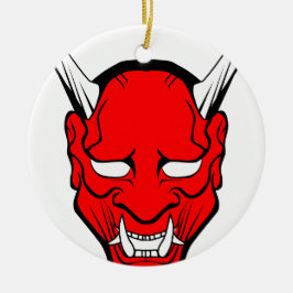 Ornamento De Cerâmica Máscara Vermelha Japonesa Hannya