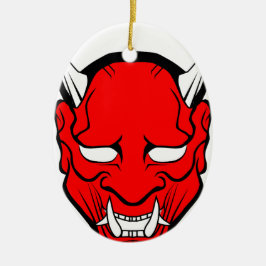 Ornamento De Cerâmica Máscara Vermelha Japonesa Hannya