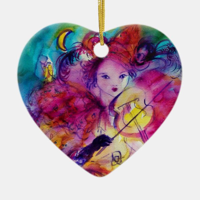 ORNAMENTO DE CERÂMICA MASCARADA NOITE / COLA MUSICAL (Frente)