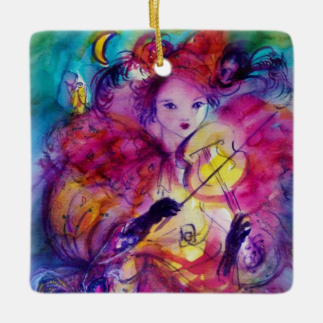Ornamento De Cerâmica MASCARADA NOITE / Violinista na Noite (Frente)