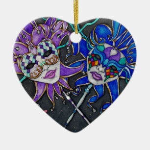 Ornamento De Cerâmica Máscaras de Jester Comédia/Tragédia