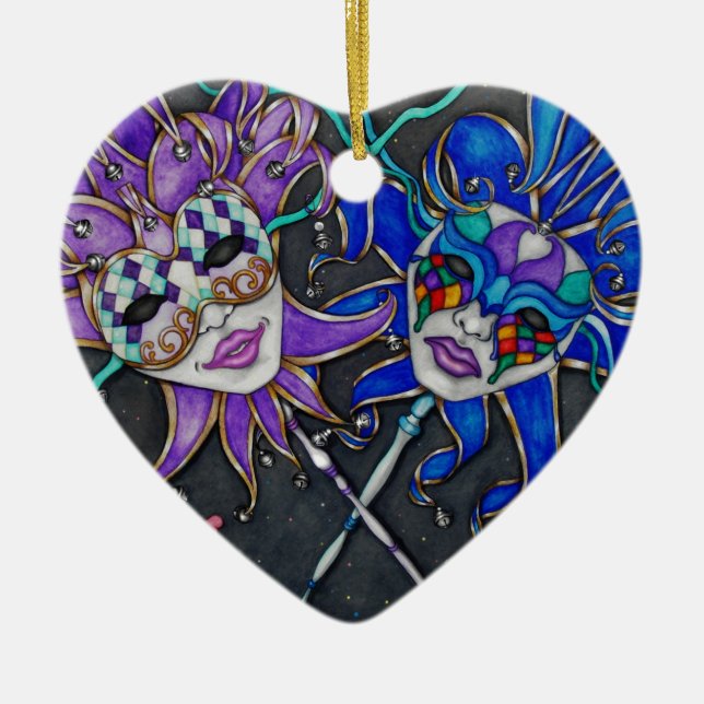 Ornamento De Cerâmica Máscaras de Jester Comédia/Tragédia (Frente)