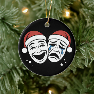 Ornamento De Cerâmica Máscaras de Teatro de Natal Comédia Tragédia Chapé