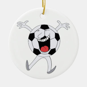 Ornamento De Cerâmica Mascote Bola de Futebol Risonha