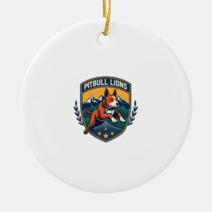 Ornamento De Cerâmica Mascote Vintage Leões Pitbull Crachá Esportivo Vet