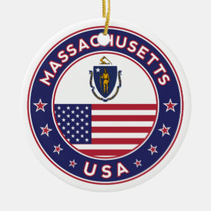 Ornamento De Cerâmica Massachusetts, adesivo de Massachusetts, capa de t
