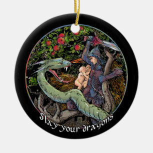 Ornamento De Cerâmica MASSACRE SEUS DRAGÕES, arte medieval, Jordão