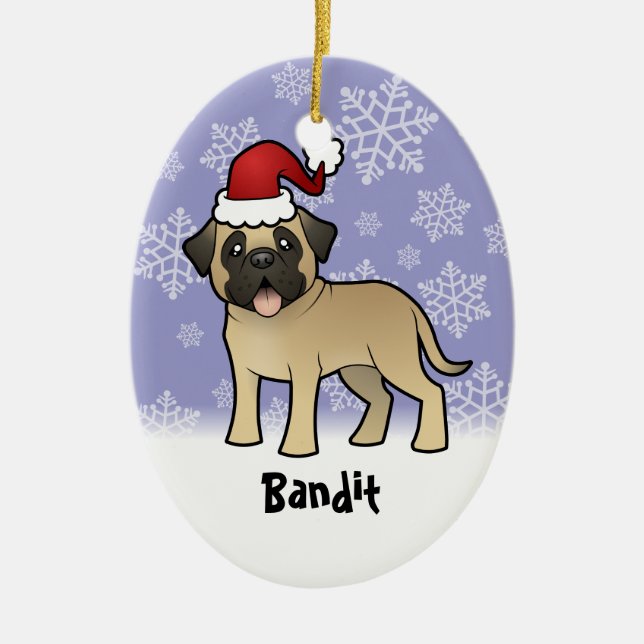 Ornamento De Cerâmica Mastiff/Bullmastiff do Natal (Frente)