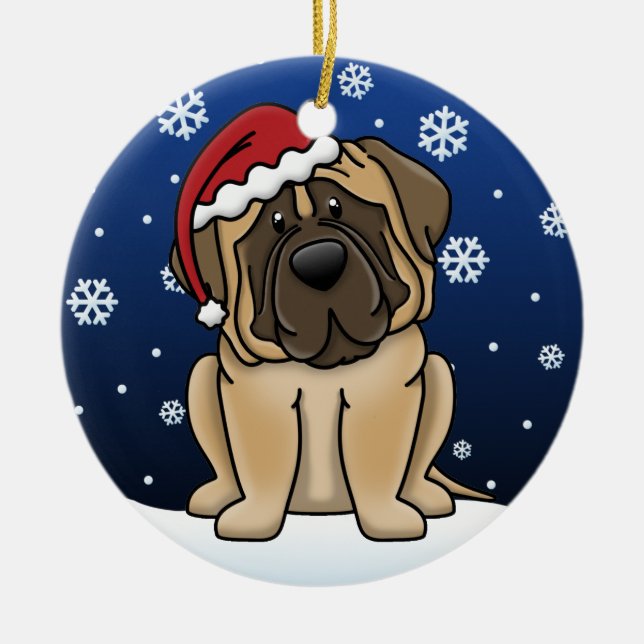 Ornamento De Cerâmica Mastiff dos desenhos animados de Kawaii (Frente)