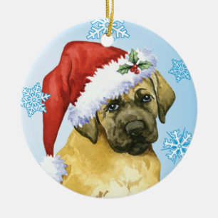 Ornamento De Cerâmica Mastiff feliz de Howlidays