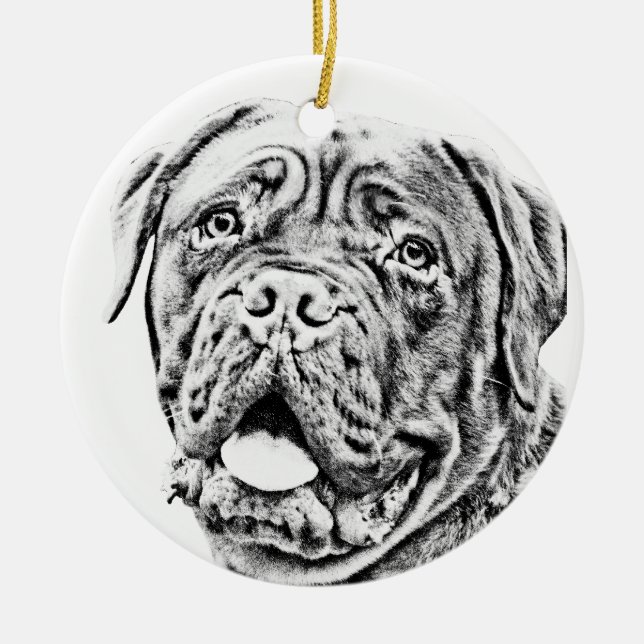 Ornamento De Cerâmica Mastiff francês (Frente)