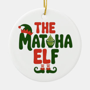 Ornamento De Cerâmica Matcha Elf Engraçado Natal Matcha Bebe