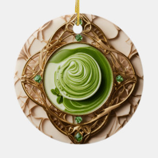 Ornamento De Cerâmica Matcha Latte Prism Cerâmica Ornament