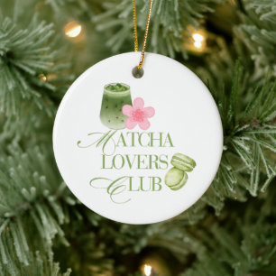 Ornamento De Cerâmica Matcha Lovers Club Macarons de Chá Verde e Sakura