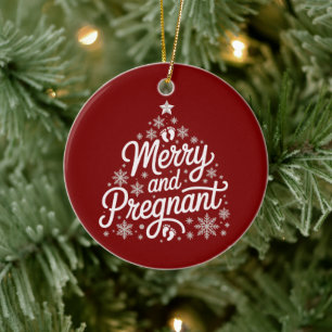 Ornamento De Cerâmica Maternidade Alegre e Grávida Pegadas Gravidez 