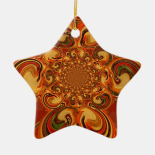 Ornamento De Cerâmica Matizes de padrão giratório de laranja, castanho, 