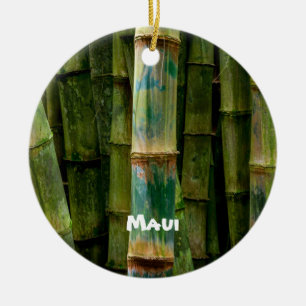 Ornamento De Cerâmica Maui Bambu e Árvores Pintadas