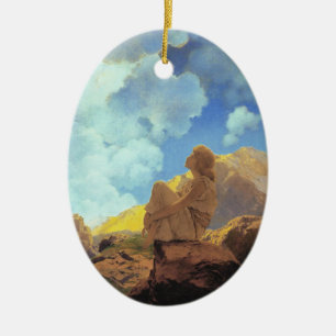 Ornamento De Cerâmica Maxfield Parrish Manhã 1922 Nuvem Azul Arte Fina