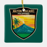 Ornamento De Cerâmica Mayon Volcano Filipinas Viagem Art Vintage<br><div class="desc">Design de arte vetorial do vulcão Mayon Mayon,  também conhecido como Monte Mayon e vulcão Mayon,  é um estratovolcano ativo na província de Albay,  em Bicol,  Filipinas.</div>