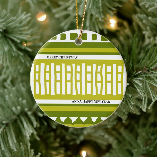 Ornamento De Cerâmica MAZ Striped Ribbed Knitting Pattern 081 Christmas  (Árvore)