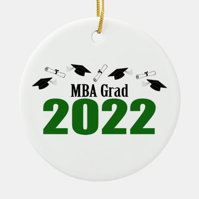 Ornamento De Cerâmica MBA Grad 2022 Caps And Diplomas (Green) (Frente)