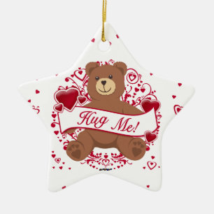 Ornamento De Cerâmica Me Abraça! Urso de Dia dos Namorados