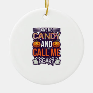 Ornamento De Cerâmica Me Dê Doces Chamada Assustadora Abóbora de Hallowe