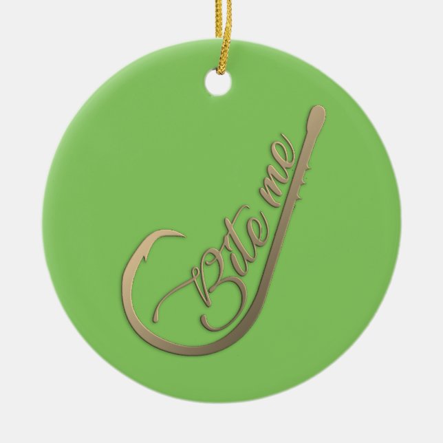 Ornamento De Cerâmica Me Morda Engraçado Pescar (Frente)