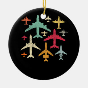 Ornamento De Cerâmica Mecânico-Piloto De Aviões Diferentes Tipos De Av