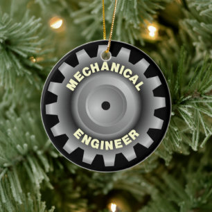 Ornamento De Cerâmica Mechanical Engineer Gray Gear