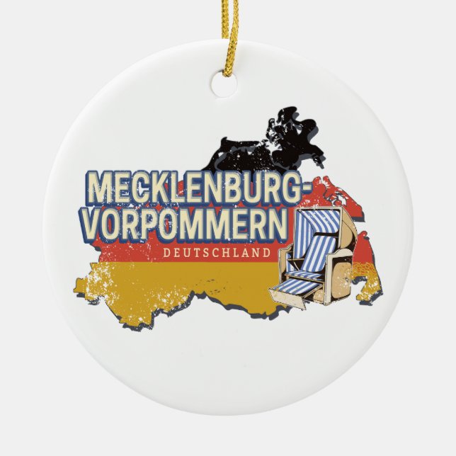 Ornamento De Cerâmica Mecklenburg-Western Pomerania VinSD Alemanha (Frente)